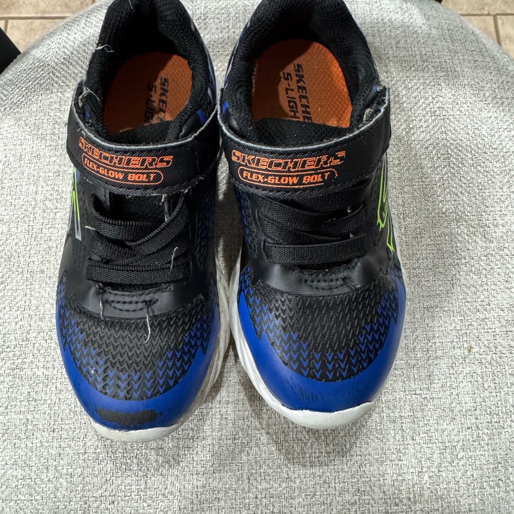 Skechers Kids' Flex-Glow Bolt Sneakers - Black and Blue